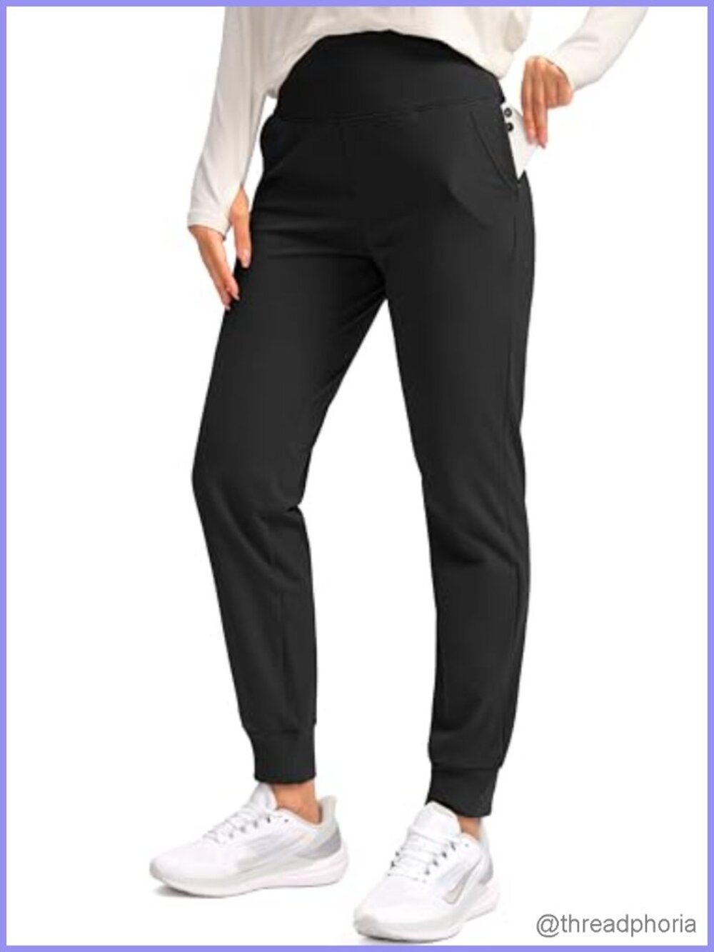 Women's Fleece Lined Joggers Water Resistant High Waisted Thermal Sweatpants